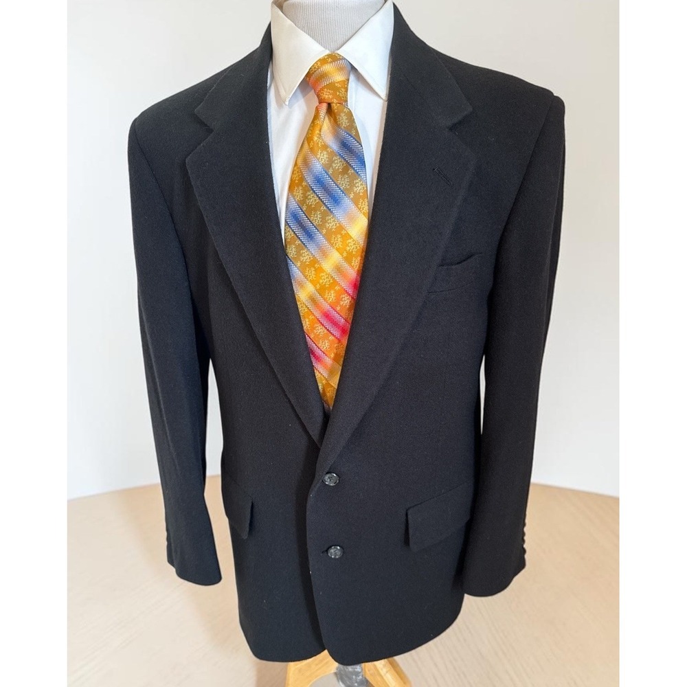 Vintage John Weitz Solid Black Camel Hair 42R Sport Coat Jacket Sport Coat USA